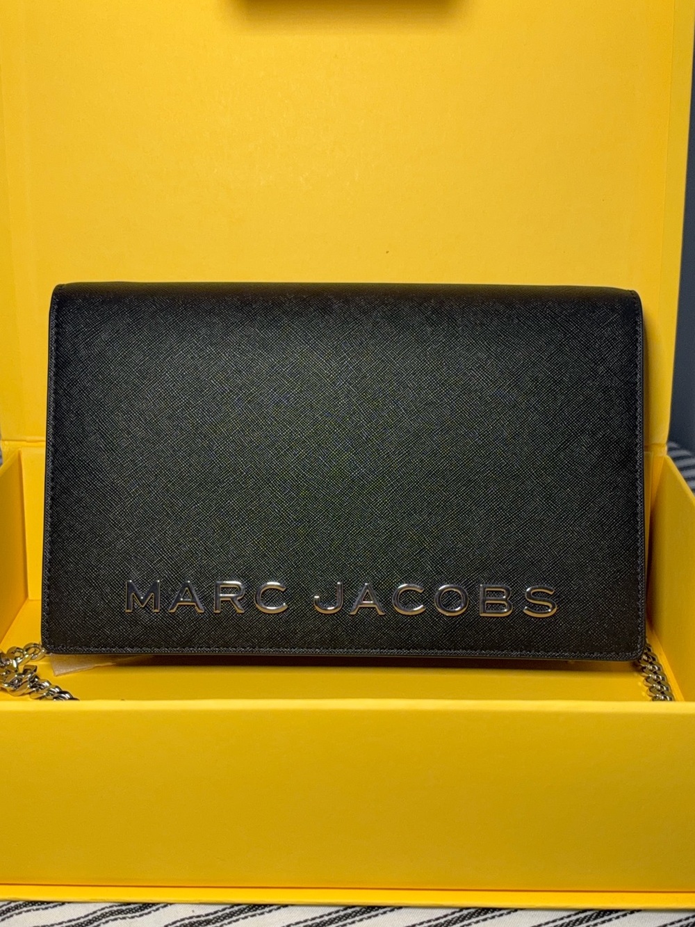 Marc Jacobs Black Leather Crossbody with Silver Chain (NEW) - Picture 2 of 4